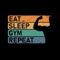 Train Eat Sleep Repeat. Motivational quote. Template for gym, t-shirt, cover, banner or your art works. Royalty Free Stock Photo