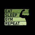 Train Eat Sleep Repeat. Motivational quote. Template for gym, t-shirt, cover, banner or your art works. Royalty Free Stock Photo