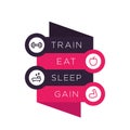 Train, eat, sleep vector poster for gym Royalty Free Stock Photo