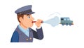 Train Engineer Signaling with Whistle Vector Art, vector design Generative AI Royalty Free Stock Photo