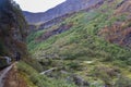 Train entering tunnel between mountains in Norway Royalty Free Stock Photo