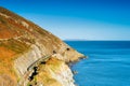 Train exiting a tunnel. View from Cliff Walk Bray to Greystones, Ireland