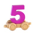 Train font on wheels 3d rendering number 5 Royalty Free Stock Photo