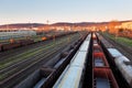 Train Freight transportation platform - Cargo transit Royalty Free Stock Photo