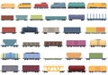 Train freight wagons icons set cartoon vector. Diesel locomotive Royalty Free Stock Photo