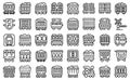 Train freight wagons icons set outline vector. Diesel locomotive