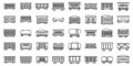 Train freight wagons icons set outline vector. Diesel side Royalty Free Stock Photo