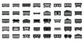 Train freight wagons icons set simple vector. Diesel side Royalty Free Stock Photo