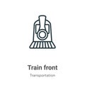 Train front outline vector icon. Thin line black train front icon, flat vector simple element illustration from editable transport Royalty Free Stock Photo