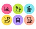 Train, Group and Car service icons set. Diagram graph, Star and Spanner signs. Tram, Managers. Technology set. Vector