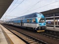 Train 971 080-7 Hanicka of Ceske Drahy transportation company at Ostrava-Svinov train station Royalty Free Stock Photo