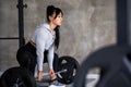 Train Hard Feel Good - Beautiful Fit Woman Doing Barbell Squats In The Gym. Active lifestyle Royalty Free Stock Photo