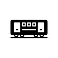 Black solid icon for Train, coach and bogie