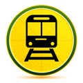 Train icon lemon lime yellow round button illustration