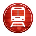 Train icon realistic diagonal motion red round button illustration