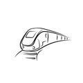 Train illustartion logo icon black outline handrawn