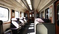 Train interior passenger car, travel, transportation, and comfortable seating Generative AI Royalty Free Stock Photo