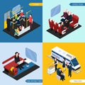 Train Interior Passengers Isometric Concept