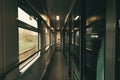 Train interior view from inside railway carriage