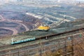 Train at the iron ore opencast mine Royalty Free Stock Photo