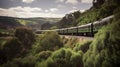 train journey scenic routes gourmet dining generative AI Royalty Free Stock Photo