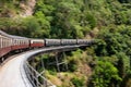 Train journey winding through the rainforest jungle to Kuranda Queensland Australia with motion blur Royalty Free Stock Photo