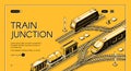 Train junction website isometric vector template