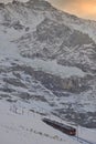 Train of Jungfrau Bahn at Kleine Scheidegg station