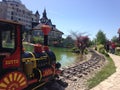 Train and lake in etno village
