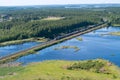 Train between lakes and forests Royalty Free Stock Photo