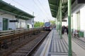 The train of the land line of the subway has gone from the Alser strasse station. Vienna, Austria Royalty Free Stock Photo