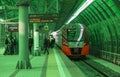 The train Lastochka arrived at the station Business center Moscow Central ring (MCR)