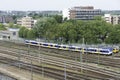 Train leaving central station Rotterdam Royalty Free Stock Photo