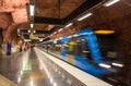 Train leaving Radhuset metro station Royalty Free Stock Photo