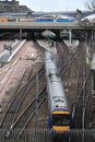 Train leaving railway station