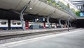 Train leaving the Stadelhofen railway station in Zurich city Switzerland