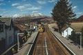Train leaving the Strathcarron railway station in the Scottish Highlands