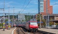 Train leaving the Winterthur main railway station Royalty Free Stock Photo