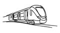 Train line art. One line continuous transport illustration. Vector