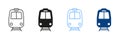 Train Line And Silhouette Color Icons Set. Railway Station Pictograms. City Electric Public Transportation Sign Royalty Free Stock Photo