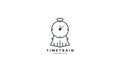 Train line with time clock  outline logo vector icon design Royalty Free Stock Photo