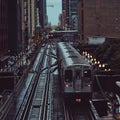 Train line towards Chicago Loop Royalty Free Stock Photo
