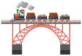 Train loaded with goods on the bridge
