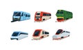 Train Locomotives Collection, Modern and Retro Railway Carriages, Evolution of Trains Concept Vector Illustration