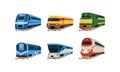 Train Locomotives Collection, Railway Carriages, Evolution of Trains Concept Vector Illustration