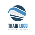 Train logo original design, railway railroad transport emblem badge vector Illustration