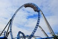 Train in loop of thrilling roller coaster Royalty Free Stock Photo