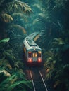 Train through Lush Green Forest Royalty Free Stock Photo
