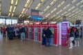 train and metro station in the city center of Rome with automatic ticketing machines