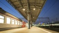 Train on Moscow passenger platform , Russia at night Royalty Free Stock Photo